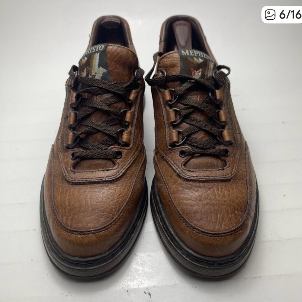 Mephisto Tan Leather womens Oxford walking sneakers, made in Portugal
